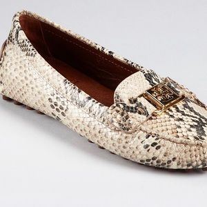 Tory Burch Leather snake embossed moccasins